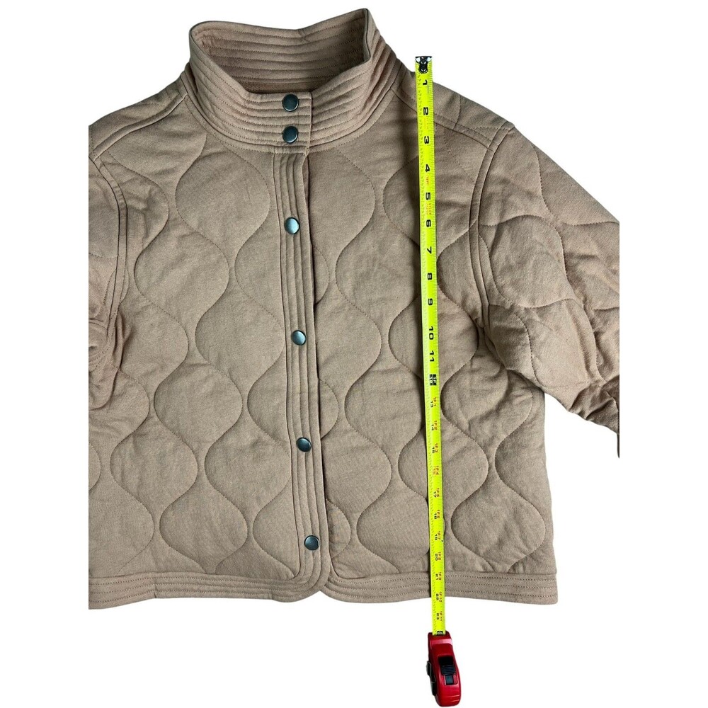 Z Supply Redwood Tan Short Boxy Quilted Jacket Size M Transition Piece Casual - Picture 6 of 13